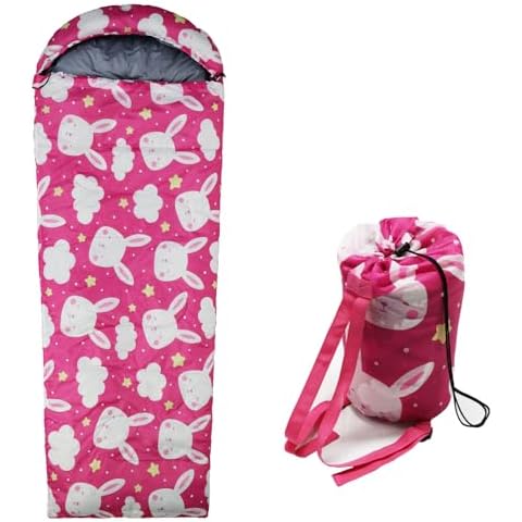 Kids Sleeping Bags - Camping Sleeping Bags with Carry Bag - Compact Sleeping Bag for Hiking, Backpacking 3 Season Warm & Cool Weather, Lightweight Waterproof Outdoor Travel for Boys Girls (Pink-Teen) Cover