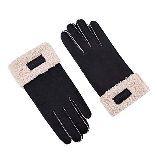 Preisvergleich Produktbild FUFU Fäustlinge Laufhandschuhe Touchscreenhandschuhe Winddichte rutschfeste Handschuhe Unisex Winter warm (Color : Black)