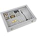 VIEFIN Jewelry Organizer Jewelry Box, Earring Organizer Ring Bracelet Holder Travel Jewelry Case, Velvet Stackable Necklace Dishes Display Trays Closet Storage- 3 in 1, Clear Lid, Grey