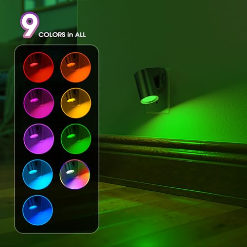 Image of Briignite Night Lights Plug into Wall, 320 Rotation Night Light, RGB Color Changing Nightlight, Spot Light Dimmable Brightness, Dusk to Dawn Nightlight for Bedroom, Spot Light, Kids Room, Stair