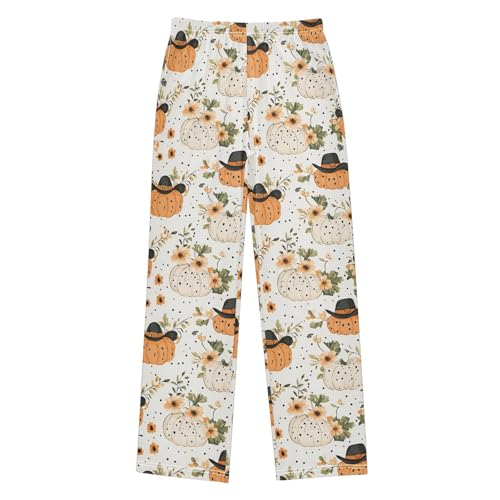 Pajama Pants Pumpkins in Cowboy Hat PJ Bottoms Sleepwear Lounge Sleep Pant with Pockets