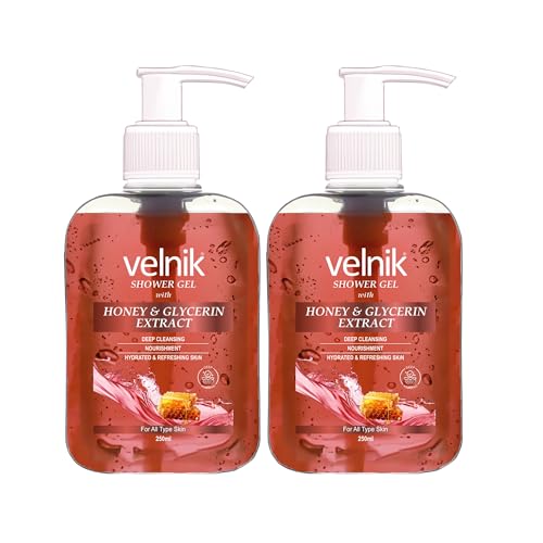 Image of Shower Gel With Honey and Glycerin Moisturising Body Wash,For Glowing skin,Gentle Cleansing Hydrates Refreshment Skin Body Wash for Women & Men Suitable for All Skin Types 250 ml - Pack Of 2