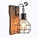 Produktbild Wlnnes Holz-Wandleuchte E27 Laterne Landhaus Nostalgie Wand Light Industrial Rustikale Wandleuchte Antiquitäten for das Interieur Vintage Retro Eisenkäfig Wandleuchte for Wohnzimmer Schlafzimmer Nacht