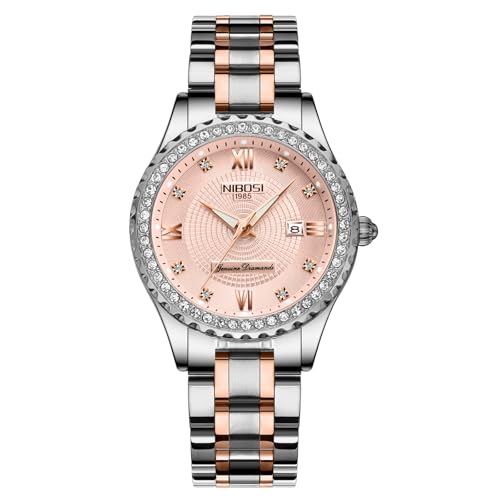NIBOSI Women Watches Analogue Wrist Watches Watches for Women’s & Girls&Miss&Ladies Rose Gold Dial Watch with Stylish Diamond
