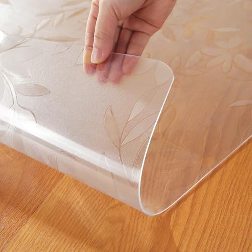 テーブルクロス 透明 コスモス 90x130cm 厚さ1.5mm PVC テーブルマット クリア ビニール 矩形 テーブルカバー デスクマット 汚れ防止・防塵・防水・耐久・耐熱 カスタマイズ可能