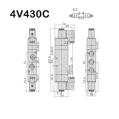 Électrovannes pneumatiques 4V130C-06 à centre fermé pour commande - 6