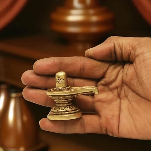 Image of SHANTI Brass Shivling for Home Puja, Shiva Lingam for Temple, Office Desk, Gift & Decor (SL3470)
