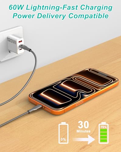 Image of 13FT Chew Proof Metal USB-C to USB C Cable - Extra Long USBC Cable 60W Fast Charging & Data, Indestructible Stainless Steel Braided Cat Dog Chew Proof Type C Cord for iPhone 17 /16 /15 /Galaxy /Pixel /iPad
