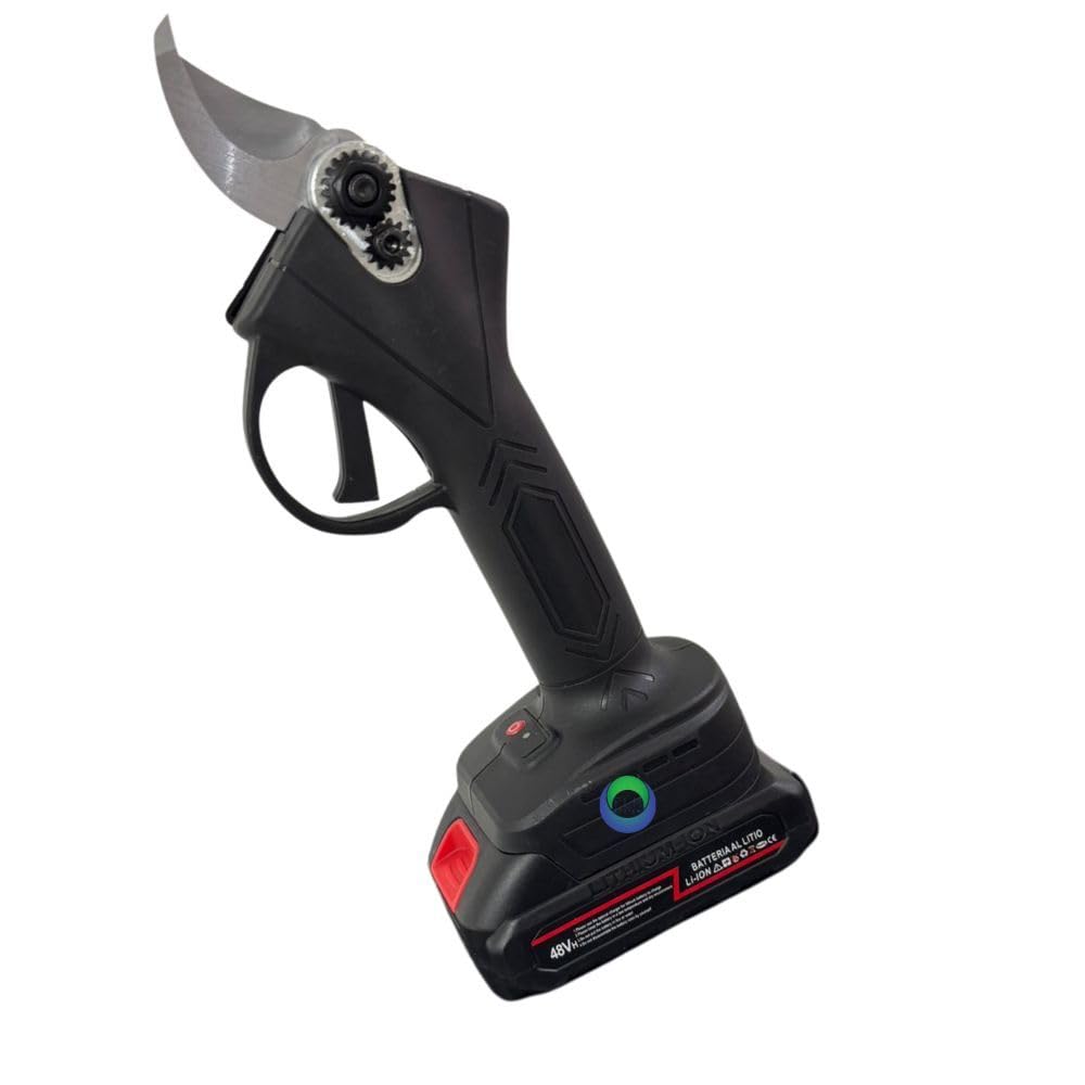 Forbici da Potatura a Batteria 48V con 2 Batterie – Forbice Potatura Elettrica Professionale per Rami e Giardino, Impugnatura Ergonomica Antiscivolo per Potatura Precisa