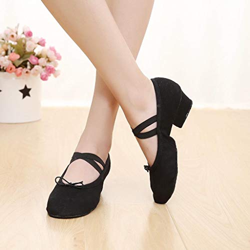 Generic Womens Latin Dance Shoes Close Toe Beginner Ballroom Dance Practice Shoes Low Heel Canvas Tango Teaching Shoes4