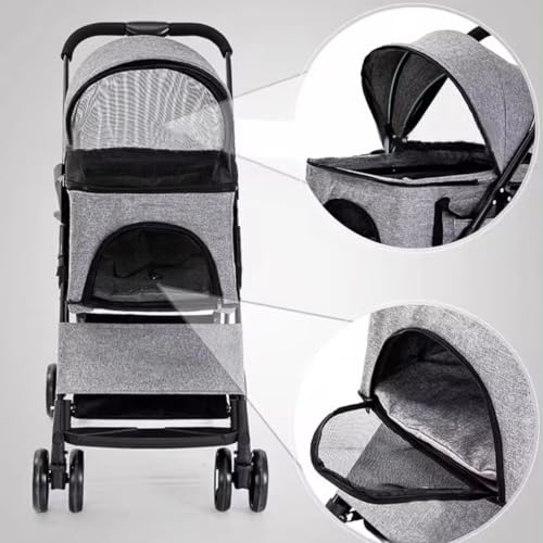 Carrinho Transporte Viagem Pet Dobrável Berço Removível Cães Gatos (Azul)