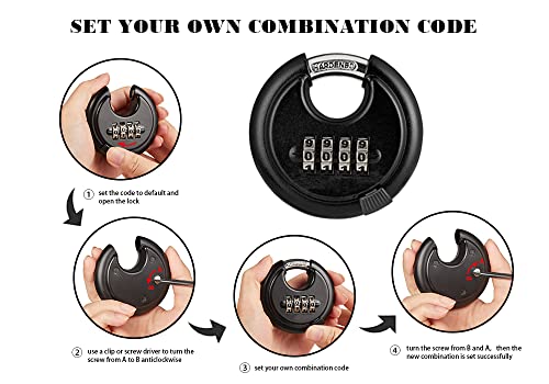 Wulalack 70Mm Combo Lock，Disc Combination Lock With 4 Digit,Heavy Duty Storage Lock For Garage, Outdoor Fence, Shed, Storage Unit, Trailer, 1 Pack #TOP4