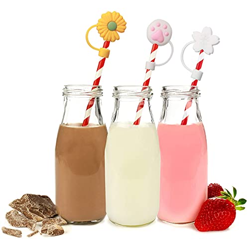 8 Pieces Silicone Straw Tips Cover Reusable Drinking Straw Lids Sunflower Cherry Blossom Rainbow Cat Paw Straw Cap Cover For 6-8 Mm Straws Anti-Dust Straw Tips Plugs #TOP5