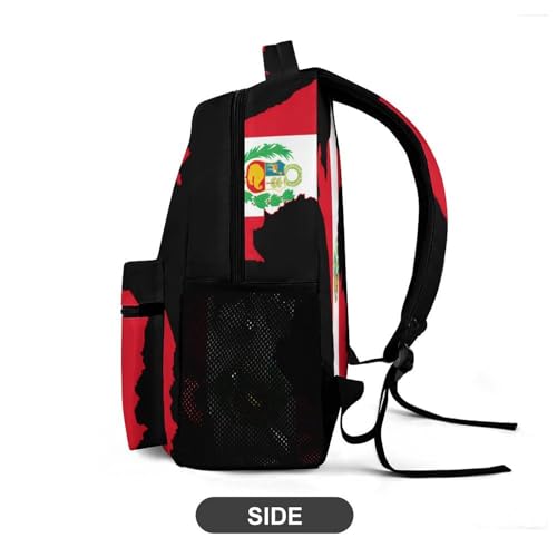 Flag Map of Peru State Travel Backpack Casual Daypack Shoulder Bag with Adjustable Shoulder Straps4