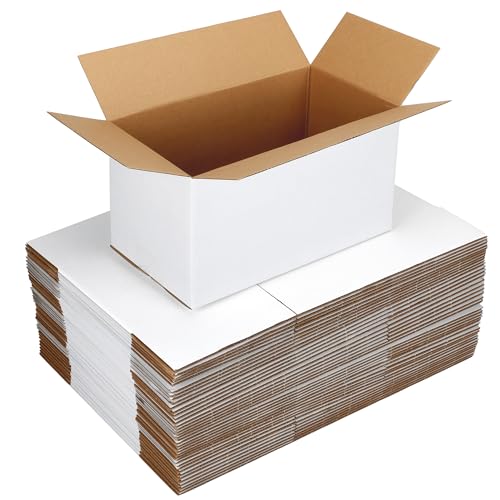 EXYGLO Paquete de 40 cajas de envío de 11 x 6 x 6 pulgadas para pequeñas empresas, caja pequeña de cartón corrugado blanco para embalaje, mudanza, correo y almacenamiento