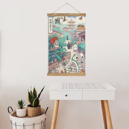 Generic Anime Poster Wall Wood Frame Canvas Poster Wall Art Bedroom Hanging Scroll Ornament Gift 13X20 In thumb #6