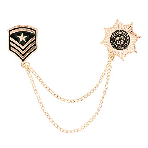 IEFIEL Men's Elegant Neck Tie Tassel Brooch Lapel Pin Buckle Royal Badge with Chains for Shirt Tie Hat Scarf Suit Tuxedo Gold One Size