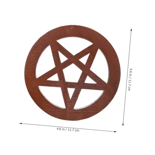 Posavasos rústicos de madera tallada con diseño de pentagrama para altar de tarot 3