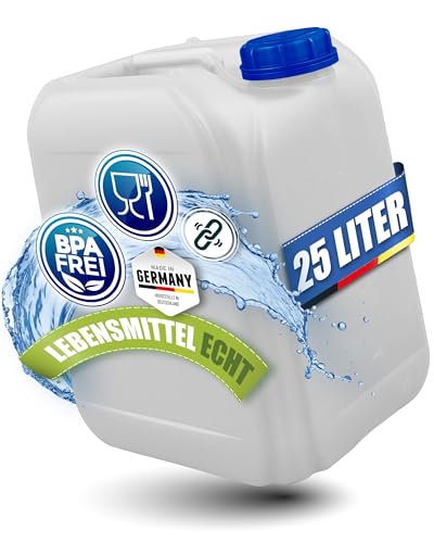 Kosmetex 25L Wasserkanister BPA frei & lebensmittelecht Wasser Kanister 25 Liter für Camping Garten Gewerbe & Haushalt Robust Made in Germany
