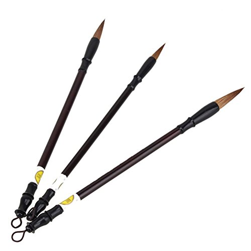 Pixnor 3 pçs Excelente Cabelo de Lobo Caligrafia Chinesa Kanji Japonês Sumi Pincel de Desenho