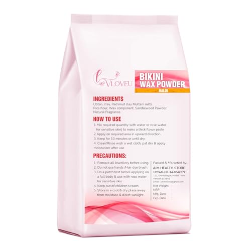 Image of VLOVEU - Bikini Wax Powder for Women - 5 Minutes Painless Herbal Wax Powder for Hair Removal|Easy to Use at Home, No Chemicals - No Irritation, Bikini Wax for Women and Girls (120g) (Halldi)