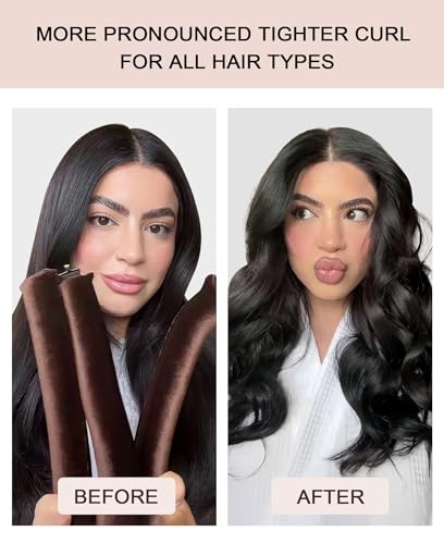 Yoshuyuki BROWN HAIR ROLLERS - LITTLE Little Velvet Overnight Blowout 3 Rods Heatless Hair Curler To Sleep In Satin Heatless Curls No Heat Hair Rollers thumb #3