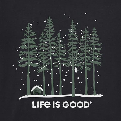 Life is Good Women's Crusher Tee, Long Sleeve Cotton Graphic T-Shirts, Snowy Owl Tall Pines2