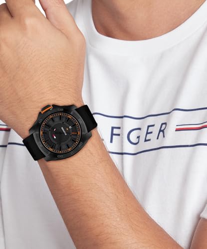 Image of Tommy Hilfiger Men's Black Stainless Steel & Silicone Strap Watch