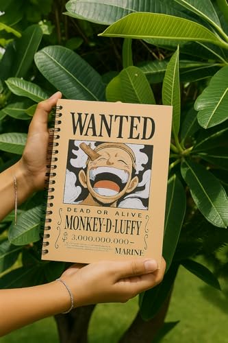 Image of One Piece Monkey D Luffy Wanted Wiro Journal Notebook | 80 gsm Paper With 350GSM Hard Cover | Unruled | Pages - 160 | A5 Size | Wiro Binding | Versatile for School, Home & Office