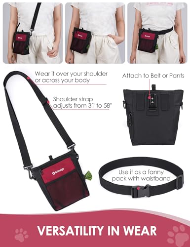 Gobeigo Bolsa de petisco para cães com bolsa de silicone para lanches, bolso frontal para todos os t