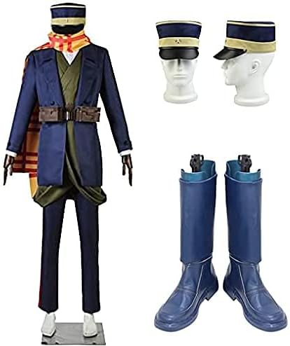 ゴールデンカムイ 杉元佐一 すぎもとさいちコスプレ衣装 靴ブーツ 帽子付き 仮装 お祭り Cosplay (男性XL)
