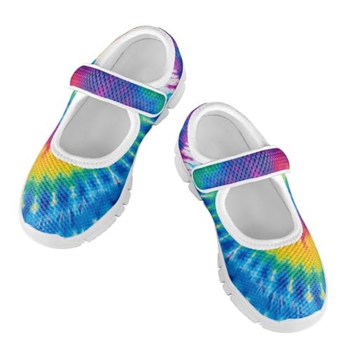 Little Girls Tie Dye Rainbow Mary Janes Shoes Ballet Flats Dress Shoe School Party Walking Shoes