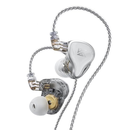 KZ ZAS In Ear Monitor, 1DD + 7BA Auriculares Híbridos HiFi, Audífonos para Videojuegos, con Cable OFC Plateado Desmontable para Músicos y Audiófilos