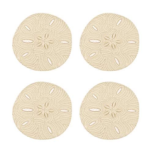 C&F Home Sand Dollar Shaped Cotton Reversible Machine Washable Placemat Set of 4 Rectangular Placemat Natural