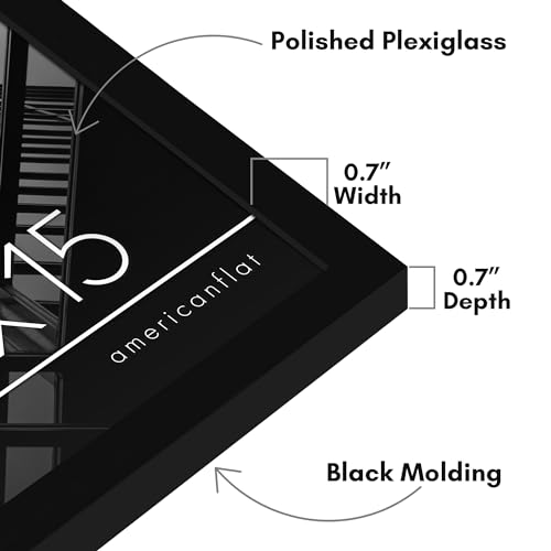 Americanflat 10x15 Picture Frame with Polished Plexiglass - Streamline Collection - Thin Border Picture Frame for Wall Display - Hanging Hardware Included - Black