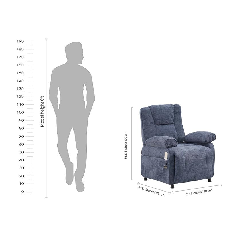 Image of Royaloak Houston Fabric Power Motion Recliner 1S, High Backrest, Memory Remote Adjustable Recliner, Pillow Top Armrests, Super Soft Cushions, Sturdy Footrest, Side Pockets