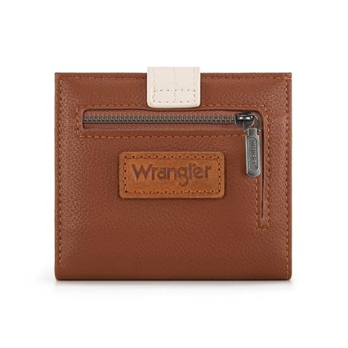 Image of Montana West X Wrangler Brown Wallet for Women Ladies Girls Minimalist Small Cash Wallet With Rfid Lining and Zipper Coin Purse