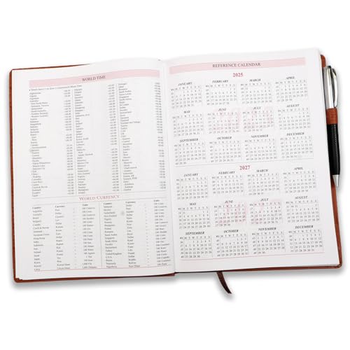 Image of COI Tan Brown Organizer | Dated Diary Planner 2026 | Notebook Office Work | Gift for Mother and Father with Pen.