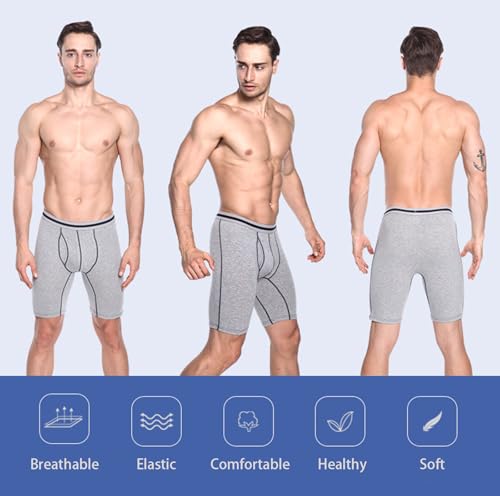 Men's Boxer Briefs, Soft and Breathable Cotton Underwear, 9 Inch Long Leg Boxer Briefs for Men with Open Fly3