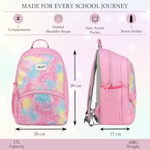 Image of F Gear Brio Kids Backpack|Water-Resistant Polyester|2 Spacious Compartments with Front Pocket & Bottle Holder Adjustable Shoulder Straps|Durable YKK Zippers
