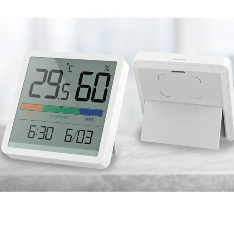 ABS Digital Thermometer Hygrometer Clock Household Indoor Electronic Measuring Instrument