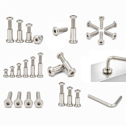 Image of By VP INDUSTRIES (Combo -20 Pcs) M5x10 mm Allen JCB Head Screw with Sleeve Nut & Allen Key | Nickel Plated, Male-Female Connector for Wood Work, Electrical Fittings, DIY Projects & Industrial Use