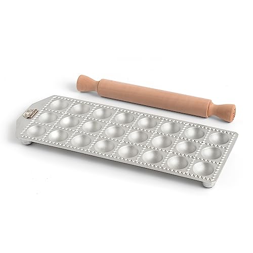 Foto von Marcato Ravioli Maker Press, Ravioli Maschine, Homemade Ravioli Cutter, 40 mm Rundschliff, Großzügiger Füllraum, für 24 Ravioli, Hergestellt in Italien