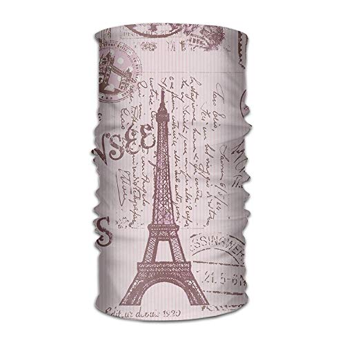Annays Headwear Rosa Parigi Francobolli Modello Moda All'Aperto Foulard Accogliente Retro Faccia Copricapo da Esterno Bandane Multifunzionali 25X30 Cm Bellissimo Motociclismo Colorato PAS