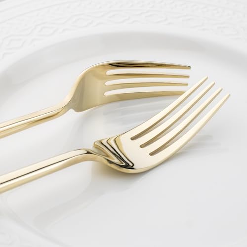 Alata Potter Champagne Gold 20-Piece Forged Silverware Set, Service for 4, Stainless Steel Flatware Set, Modern Design with Mirror Finish, Ideal for Home, Kitchen, Party, Camping - 5