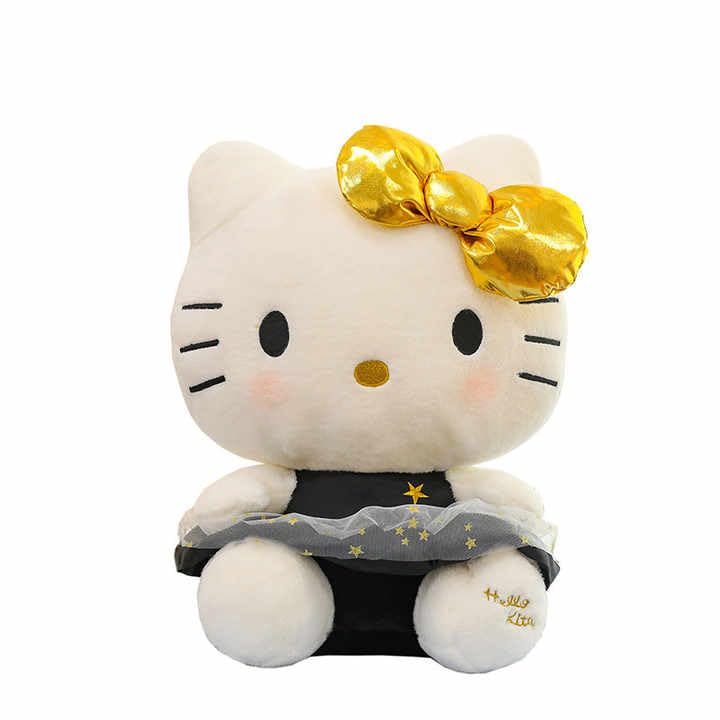 Image of Black Frock Kitty Soft Toy Teddy Bear for Kids Huggable Plush Stuffed Rabbit Ear Animal Plushie Birthday Gifts for Girls Girl Friend Valentine Gift 25 cm