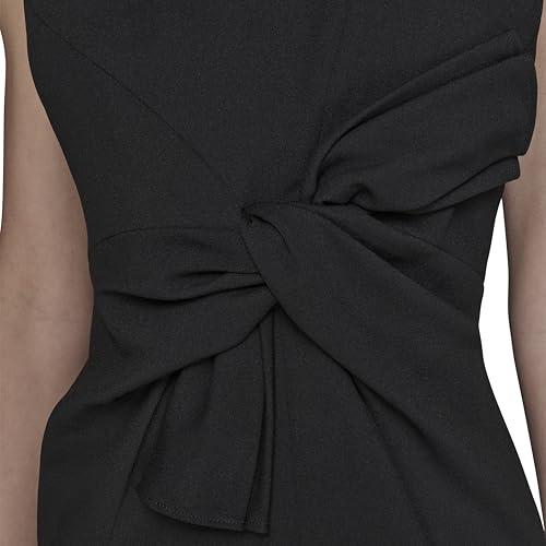 Image of Karl Lagerfeld Women's Crew Neck Twist Front Scuba Crepe Dress