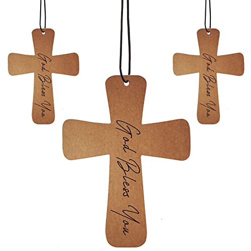 Image of Fumete 24 Pcs Christian Gifts for Men Cross Car Air Fresheners Bulk God Bless You Air Freshener Religious Fresh Scented Hanging Ornaments Gifts for Church Vbs Sunday School Car Driver