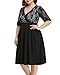 Pinup Fashion Plus Size Cocktail Dresses for Wedding Guest Little Black Fit and Flare Short Prom Formal Party Wrap Midi Dress Sleeves