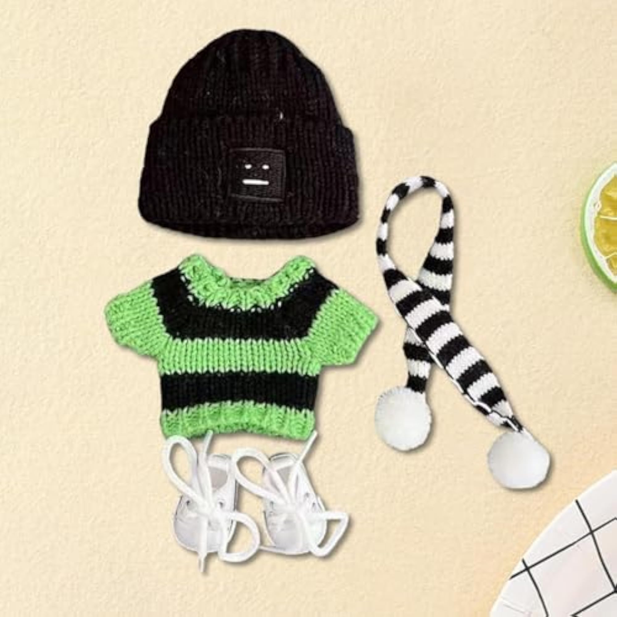 Doll Clothes Sweater Photo Props with Detachable Scarf & Hat
